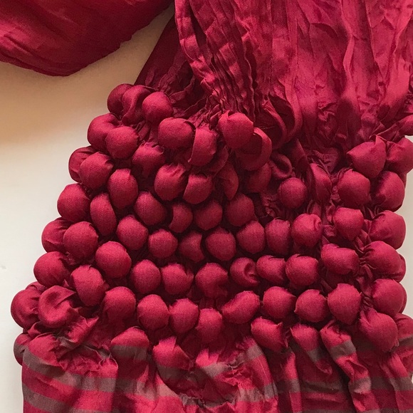 Red Silk Scarf Shawl 80” long - Picture 4 of 6